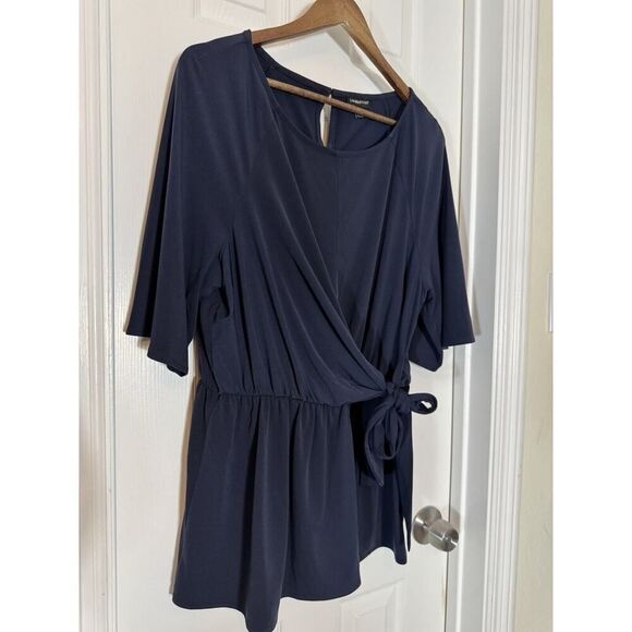 Lane Bryant Women's Blue Cross Body Front Tied Blouse Shirt Size 14/16 Career - Picture 2 of 6